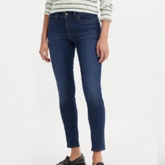 LEE Women's Legendary Mid Rise Skinny Jean Sz 16 Short  Dark Strides - Picture 2 of 12